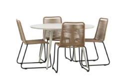 Garten Essgruppe Fina – 5-teiliges Gartenmöbel-Set mit rundem Tisch