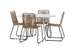 Garten Essgruppe Fina – 5-teiliges Gartenmöbel-Set mit rundem Tisch