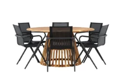 Garten Essgruppe Flora – 7-teiliges Gartenmöbel-Set mit Tisch aus Akazie in Natur-Optik