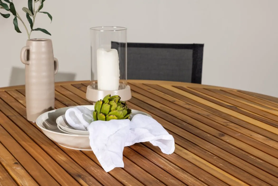 Garten Essgruppe Flora – 7-teiliges Gartenmöbel-Set mit Tisch aus Akazie in Natur-Optik
