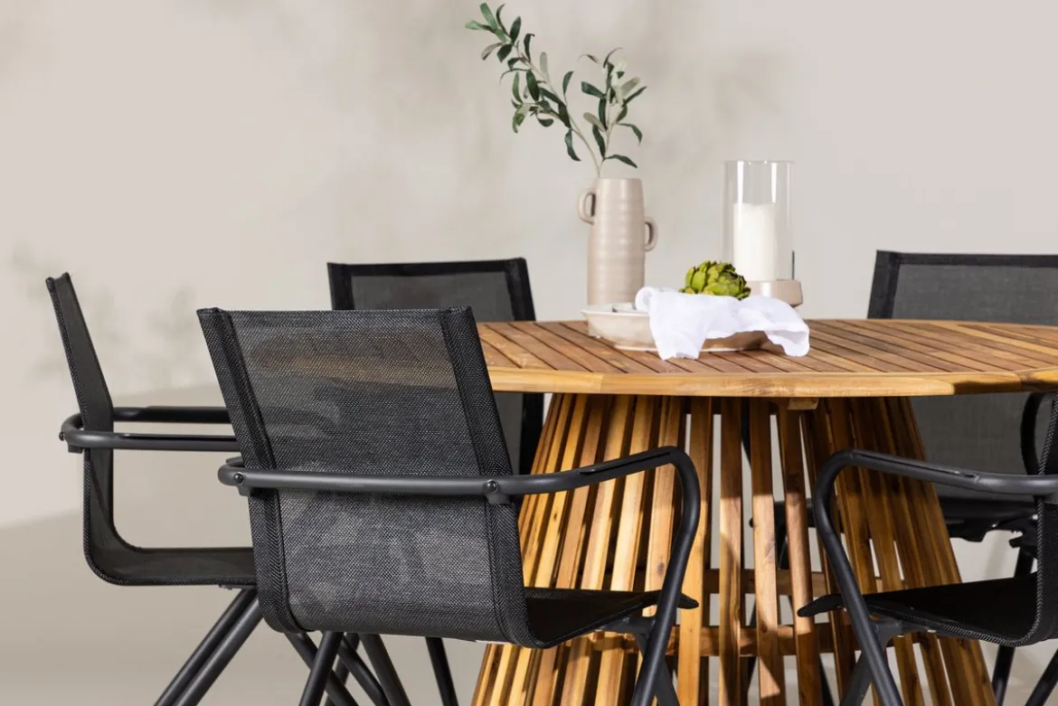 Garten Essgruppe Flora – 7-teiliges Gartenmöbel-Set mit Tisch aus Akazie in Natur-Optik