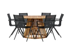 Garten Essgruppe Flora – 7-teiliges Gartenmöbel-Set mit Tisch aus Akazie in Natur-Optik