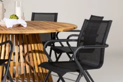 Garten Essgruppe Flora – 7-teiliges Gartenmöbel-Set mit Tisch aus Akazie in Natur-Optik