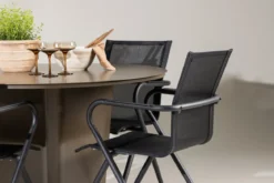 Garten Essgruppe Grace – 5-teiliges Gartenmöbel-Set mit braunem runden Tisch