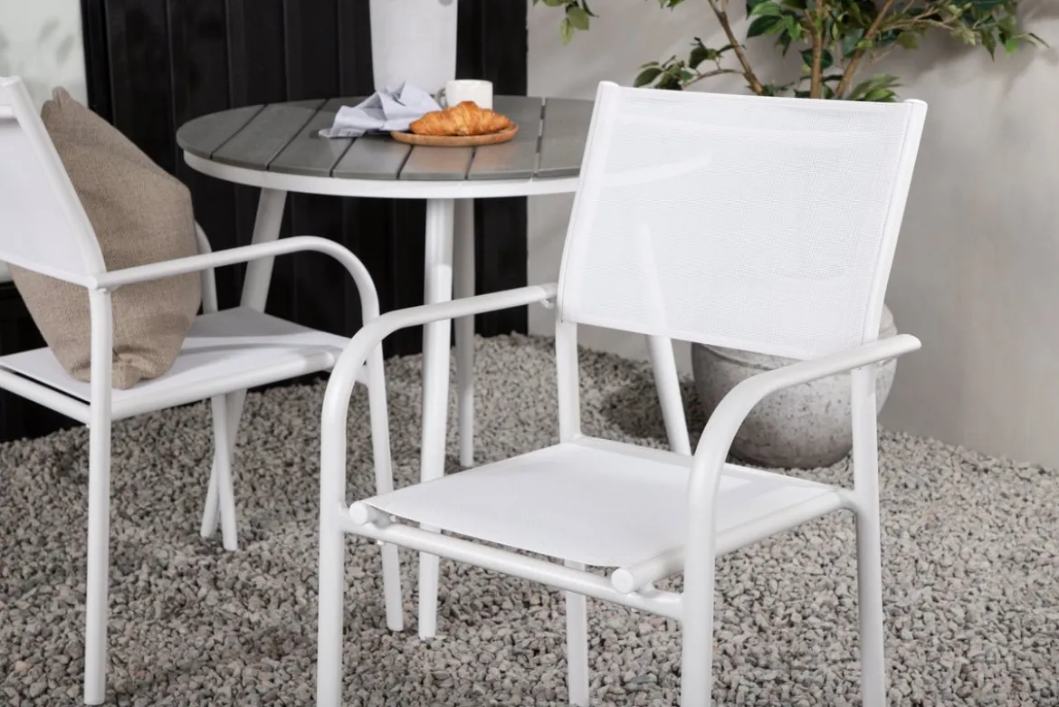 Garten Essgruppe Italiano – 3-teiliges Gartenmöbel-Set in Weiß/Grau