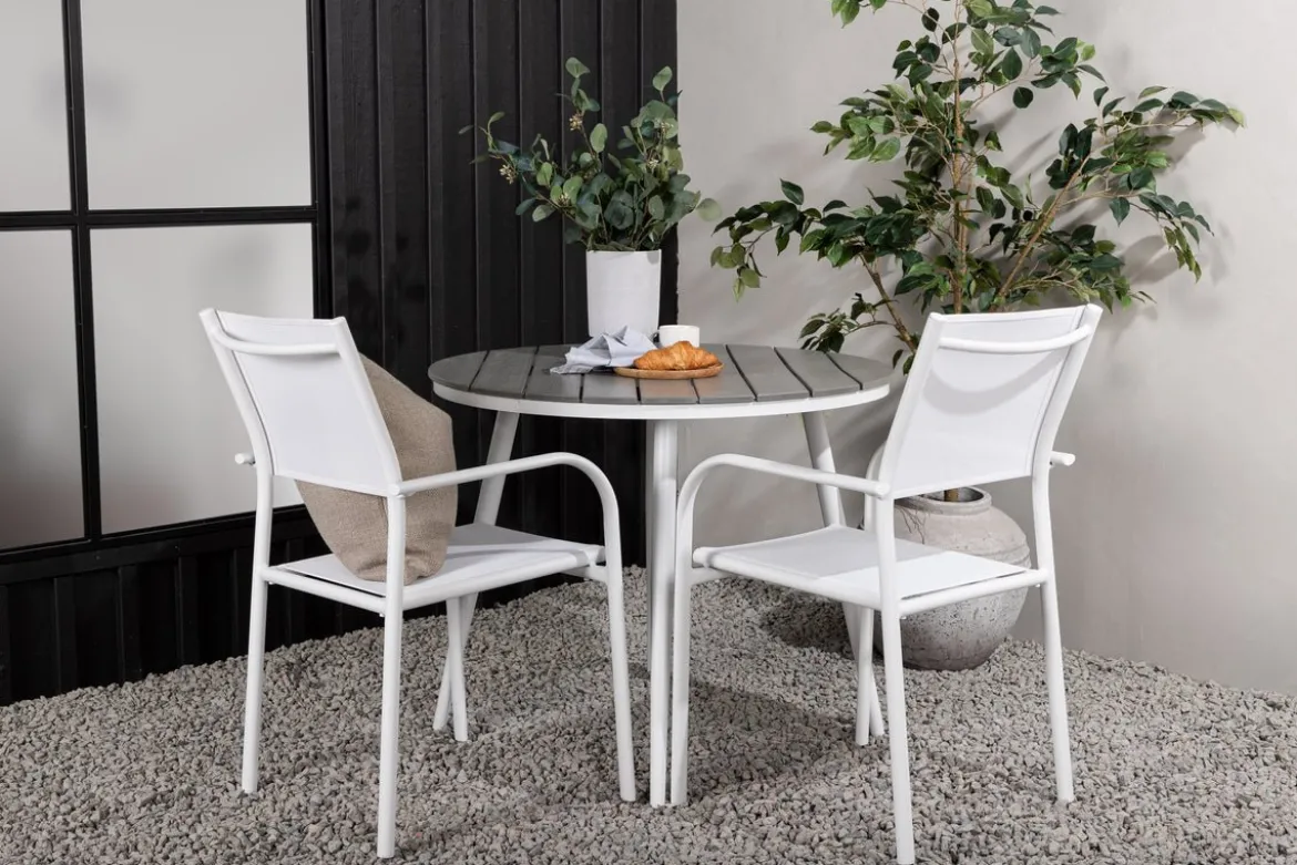 Garten Essgruppe Italiano – 3-teiliges Gartenmöbel-Set in Weiß/Grau
