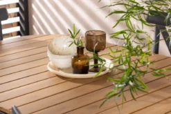 Garten Essgruppe Jamie – 7-teiliges Gartenmöbel-Set mit schwarzen Stühlen