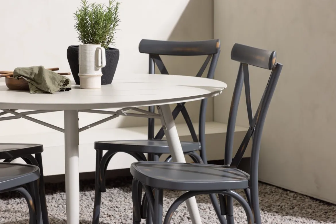 Garten Essgruppe Jonny – 5-teiliges Gartenmöbel-Set mit rundem Tisch aus Aluminium