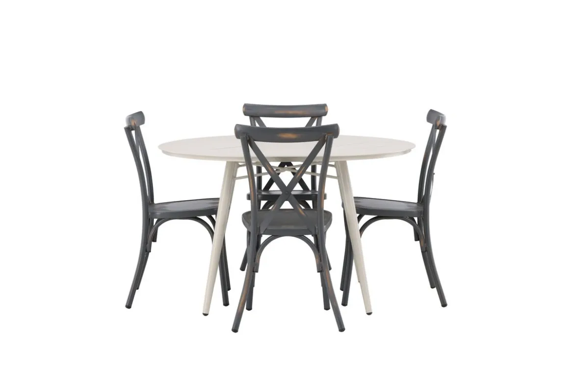 Garten Essgruppe Jonny – 5-teiliges Gartenmöbel-Set mit rundem Tisch aus Aluminium