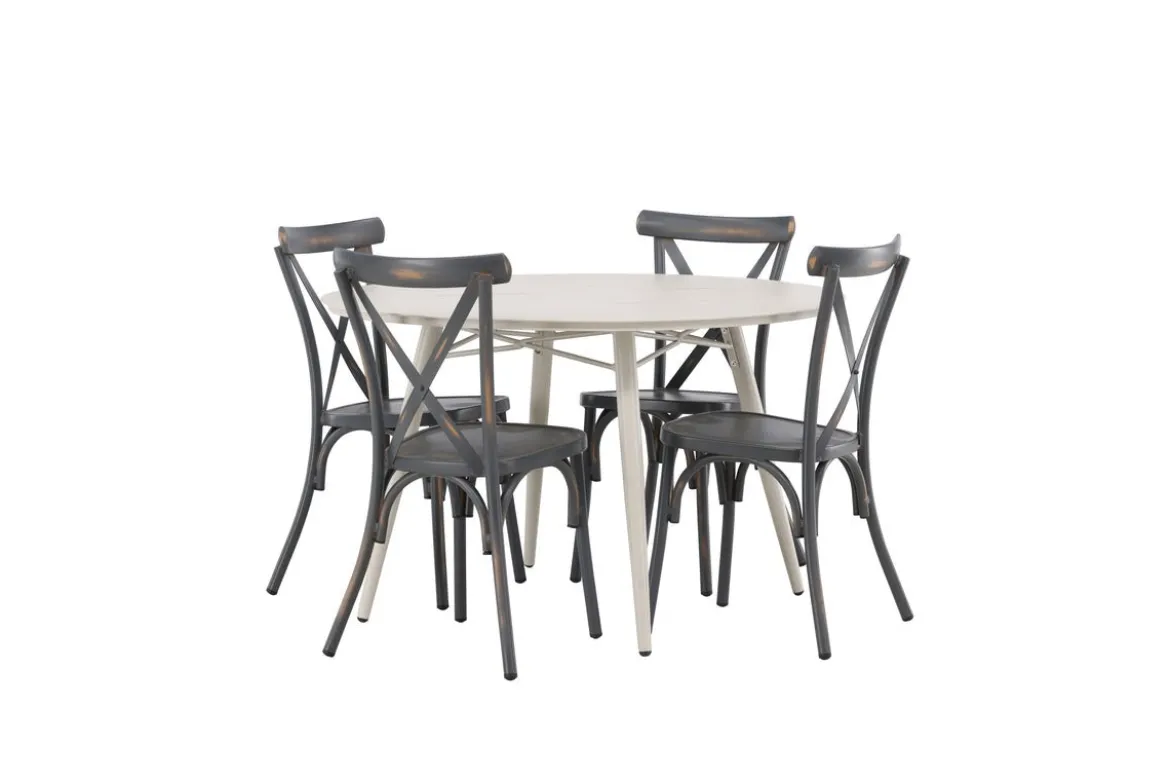 Garten Essgruppe Jonny – 5-teiliges Gartenmöbel-Set mit rundem Tisch aus Aluminium