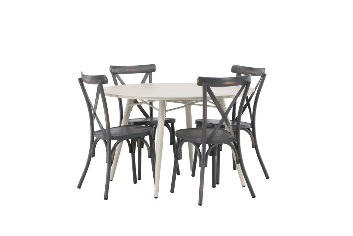 Garten Essgruppe Jonny – 5-teiliges Gartenmöbel-Set mit rundem Tisch aus Aluminium