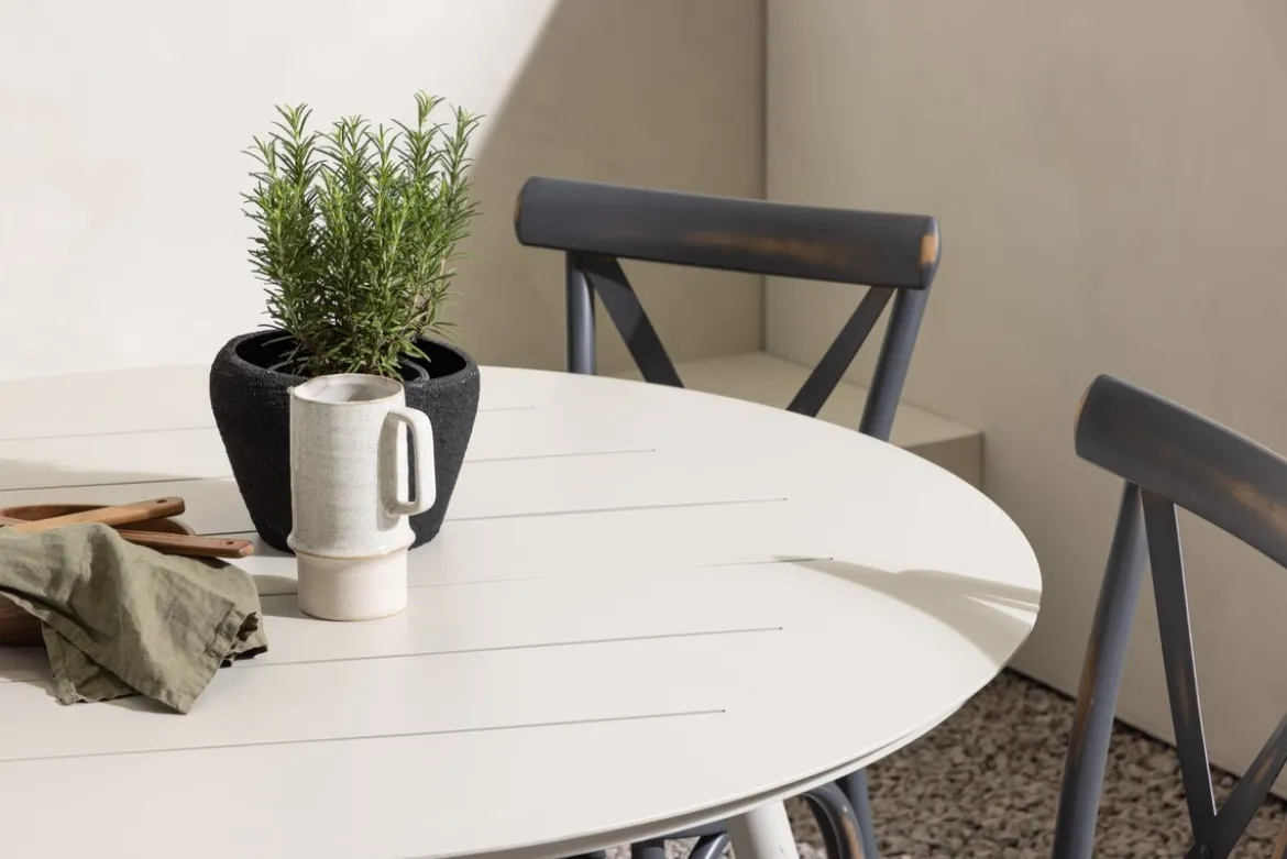 Garten Essgruppe Jonny – 5-teiliges Gartenmöbel-Set mit rundem Tisch aus Aluminium