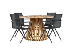 Garten Essgruppe Leone – 5-teiliges Gartenmöbel-Set mit rundem Tisch aus Akazie