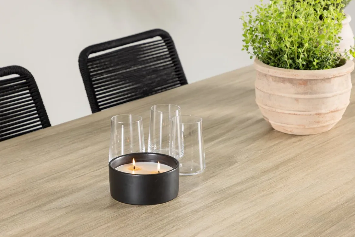 Garten Essgruppe Levrin – 7-teiliges Gartenmöbel-Set in Schwarz/Weiß