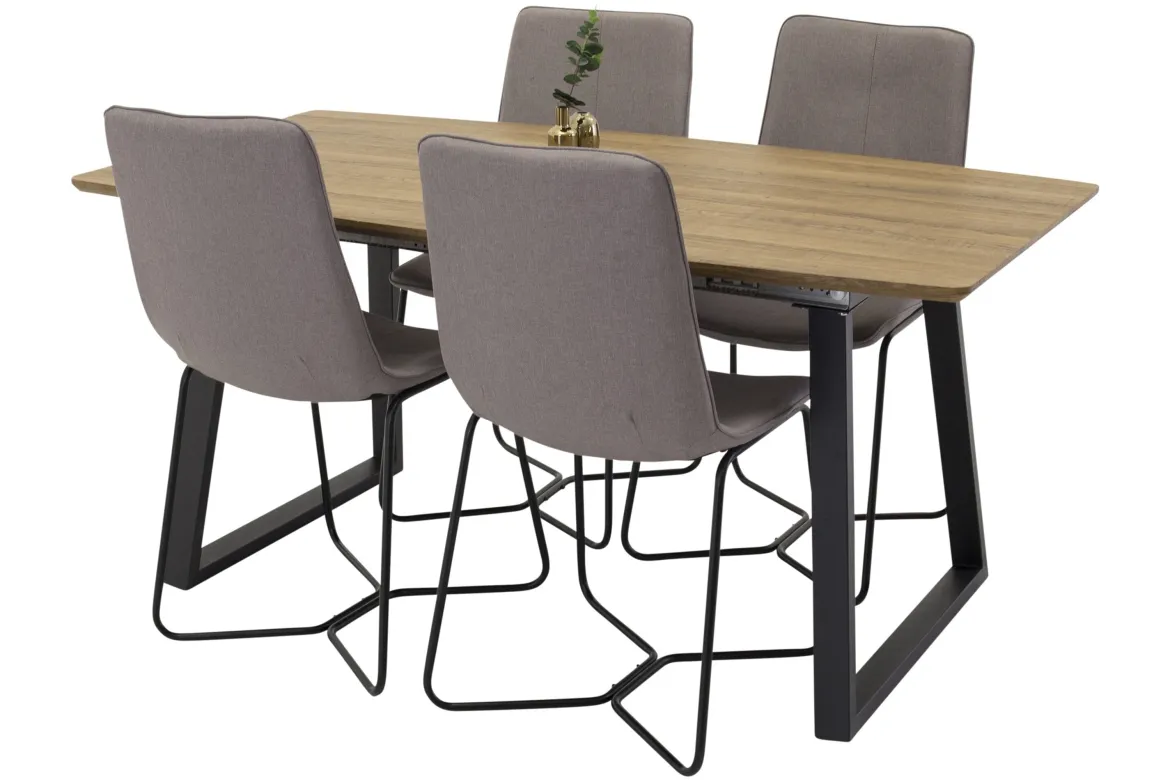 Garten Essgruppe Loftia - Tisch mit Holzplatte und vier Stühlen