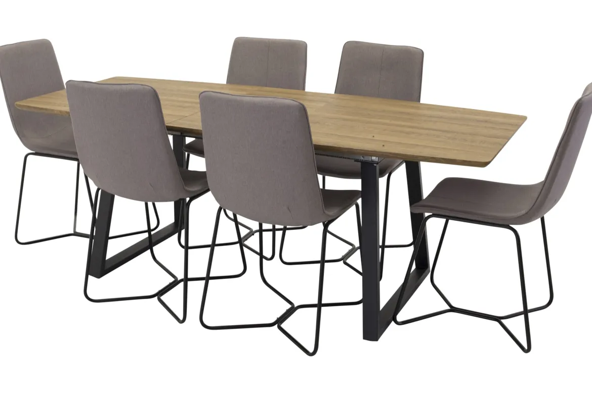 Garten Essgruppe Loftia - Tisch mit Holzplatte und vier Stühlen