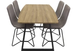 Garten Essgruppe Loftia - Tisch mit Holzplatte und vier Stühlen
