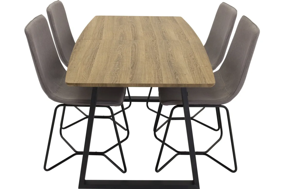 Garten Essgruppe Loftia - Tisch mit Holzplatte und vier Stühlen