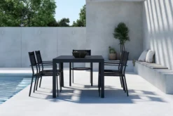 Garten Essgruppe Medina – 5-teiliges ausziehbares Gartenmöbel-Set in Schwarz oder Beige