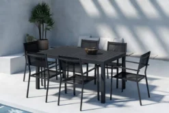 Garten Essgruppe Medina – 5-teiliges ausziehbares Gartenmöbel-Set in Schwarz oder Beige