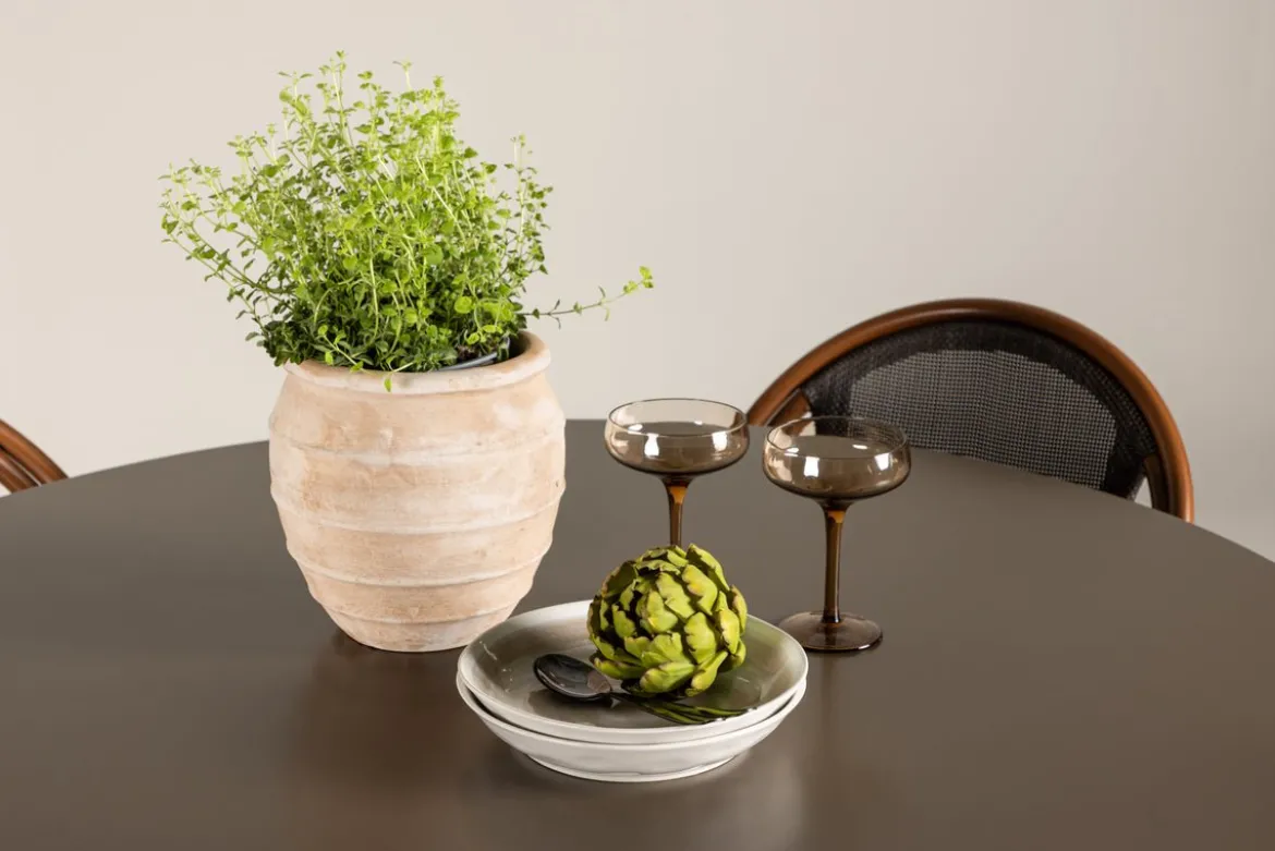 Garten Essgruppe Mina – 5-teiliges Gartenmöbel-Set mit braunem Tisch aus Aluminium