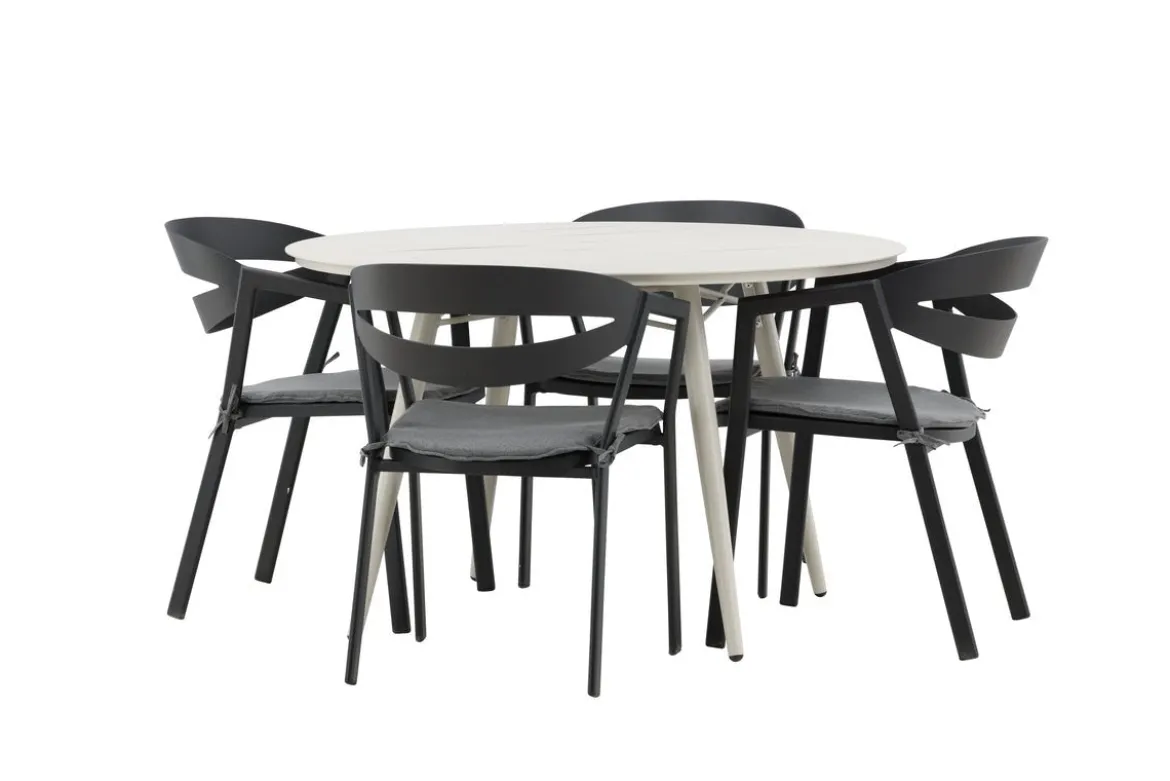 Garten Essgruppe Mivano – 5-teiliges Set mit rundem Tisch