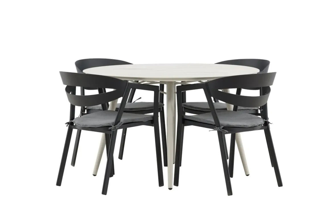 Garten Essgruppe Mivano – 5-teiliges Set mit rundem Tisch