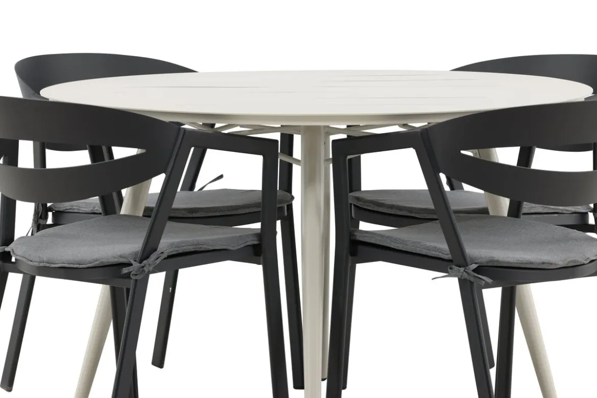 Garten Essgruppe Mivano – 5-teiliges Set mit rundem Tisch