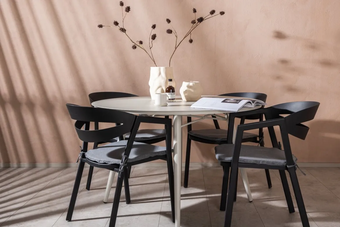 Garten Essgruppe Mivano – 5-teiliges Set mit rundem Tisch