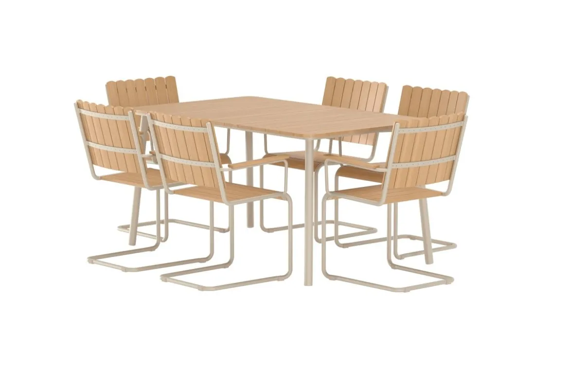 Garten Essgruppe Moraya – 7-teiliges Set aus Stahl/Polywood in 2 Farben