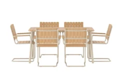 Garten Essgruppe Moraya – 7-teiliges Set aus Stahl/Polywood in 2 Farben