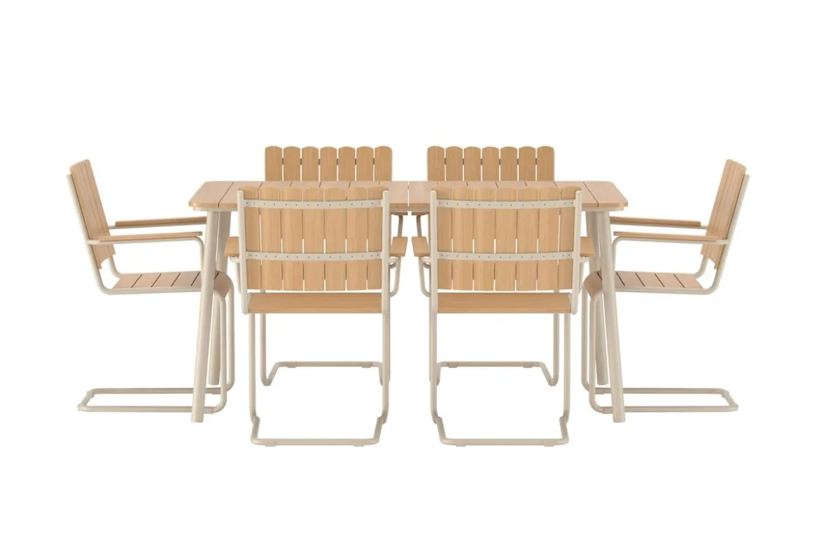 Garten Essgruppe Moraya – 7-teiliges Set aus Stahl/Polywood in 2 Farben