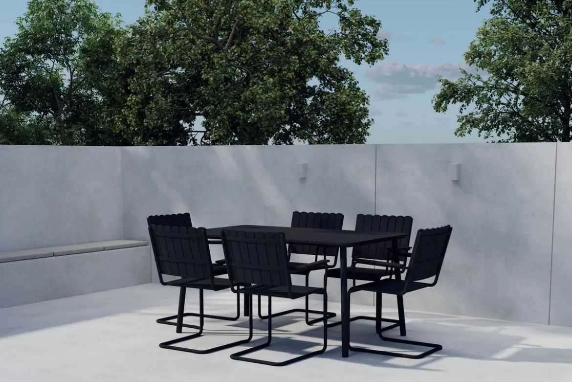 Garten Essgruppe Moraya – 7-teiliges Set aus Stahl/Polywood in 2 Farben