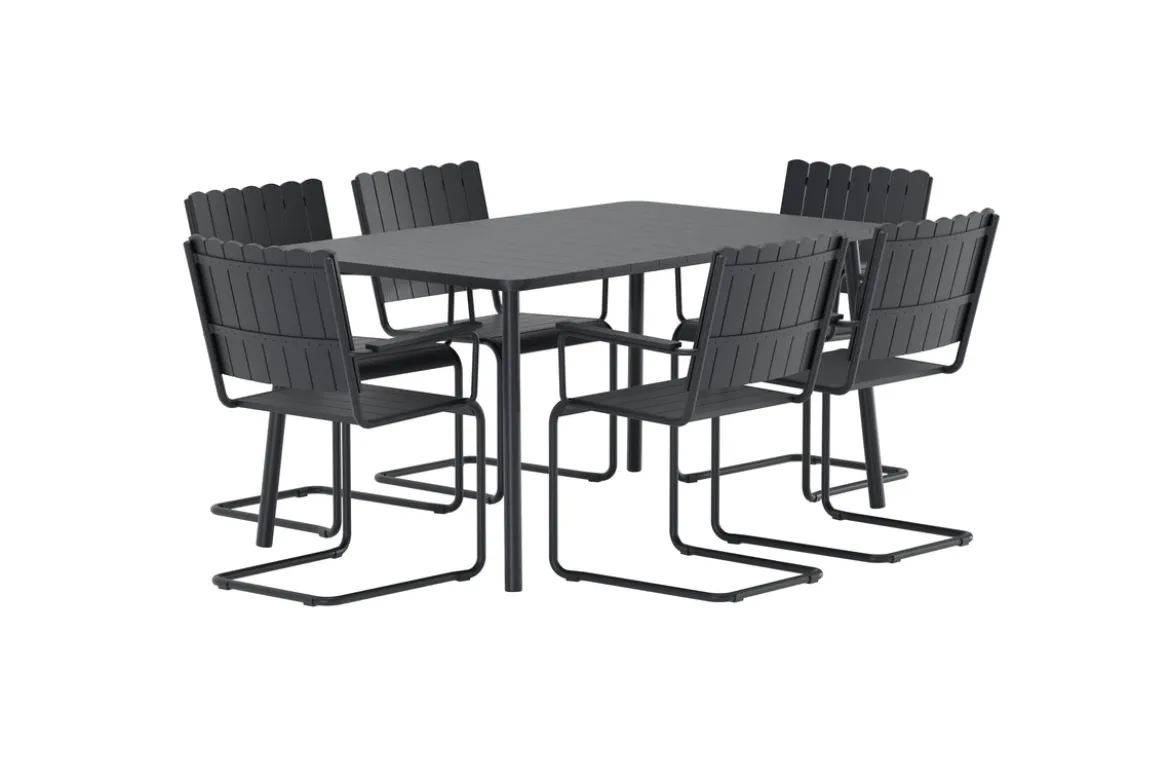 Garten Essgruppe Moraya – 7-teiliges Set aus Stahl/Polywood in 2 Farben