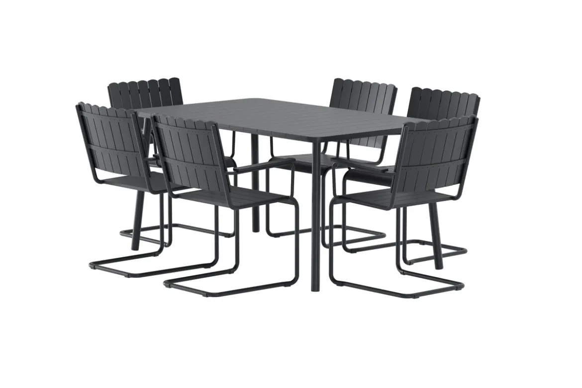 Garten Essgruppe Moraya – 7-teiliges Set aus Stahl/Polywood in 2 Farben