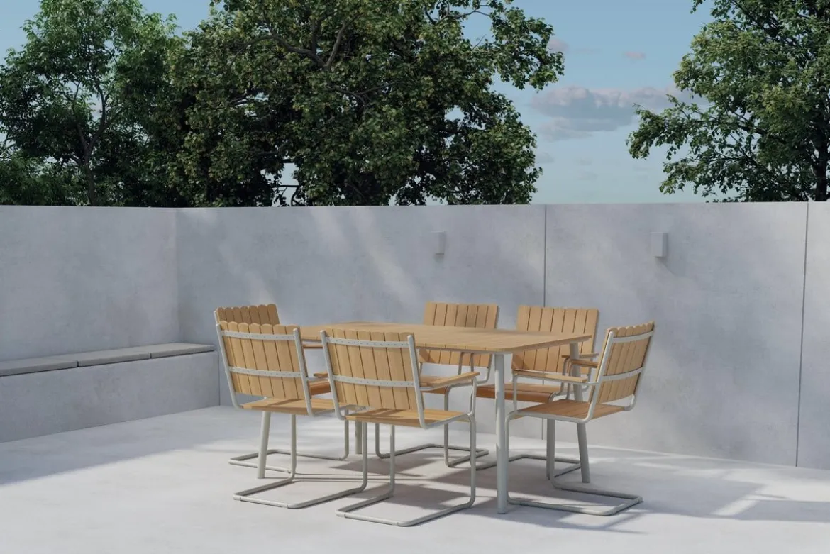 Garten Essgruppe Moraya – 7-teiliges Set aus Stahl/Polywood in 2 Farben