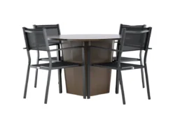 Garten Essgruppe Nordic – 5-teiliges Gartenmöbel-Set mit braunem Tisch aus Aluminium