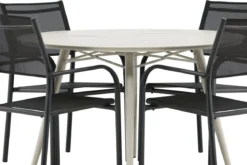 Garten Essgruppe Novira – 5-teiliges Set in Beige/Schwarz