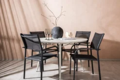 Garten Essgruppe Novira – 5-teiliges Set in Beige/Schwarz