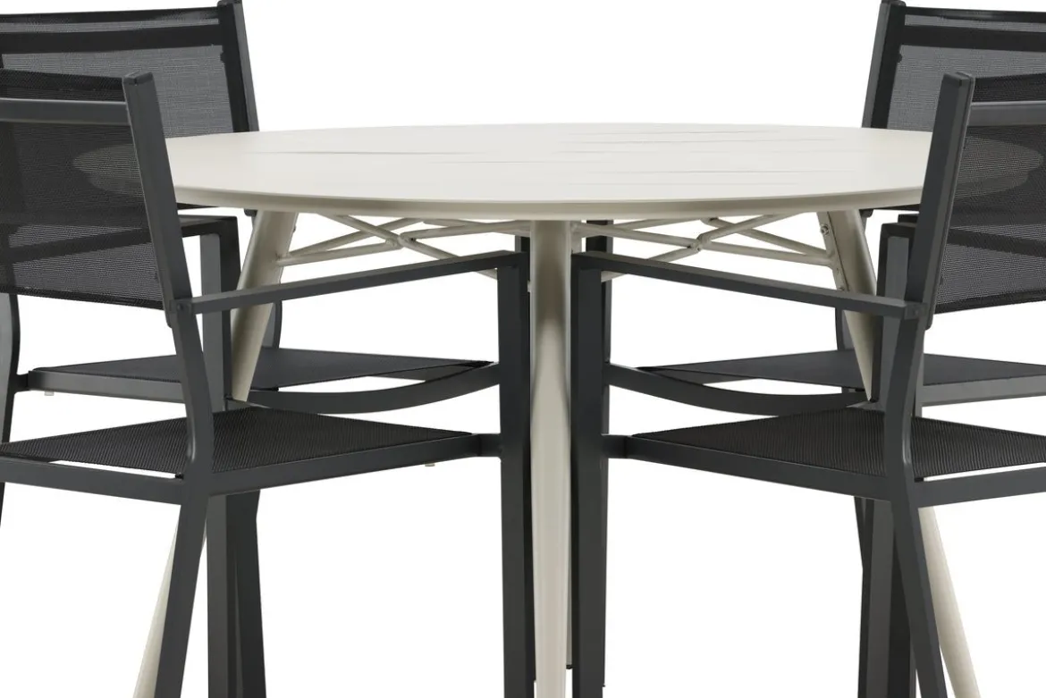 Garten Essgruppe Orlena – 5-teiliges Set in Beige/Schwarz