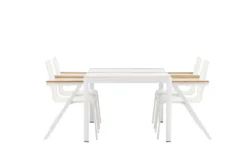 Garten Essgruppe Rolina – 4 Stühle und 1 Tisch in Weiß
