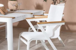 Garten Essgruppe Rolina – 4 Stühle und 1 Tisch in Weiß