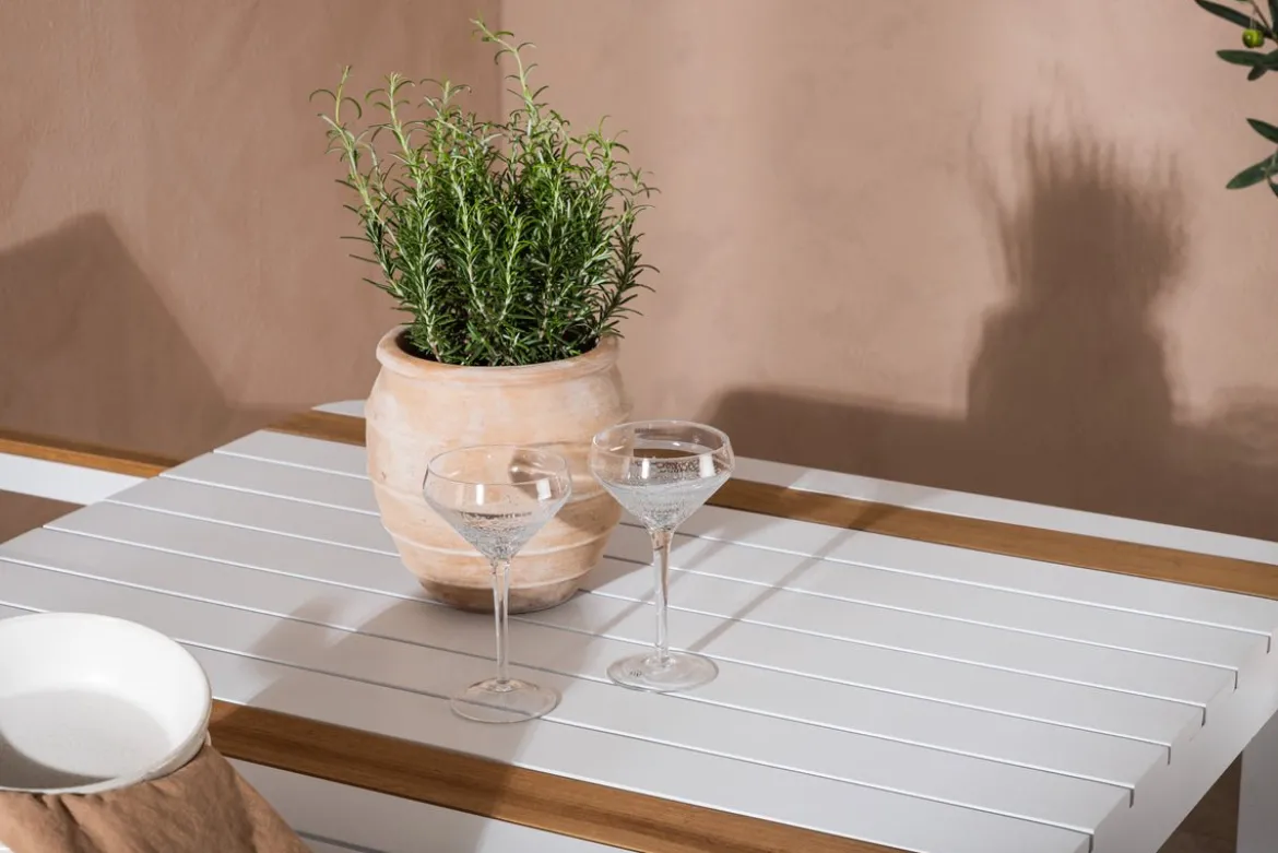 Garten Essgruppe Rolina – 4 Stühle und 1 Tisch in Weiß