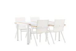 Garten Essgruppe Rolina – 4 Stühle und 1 Tisch in Weiß