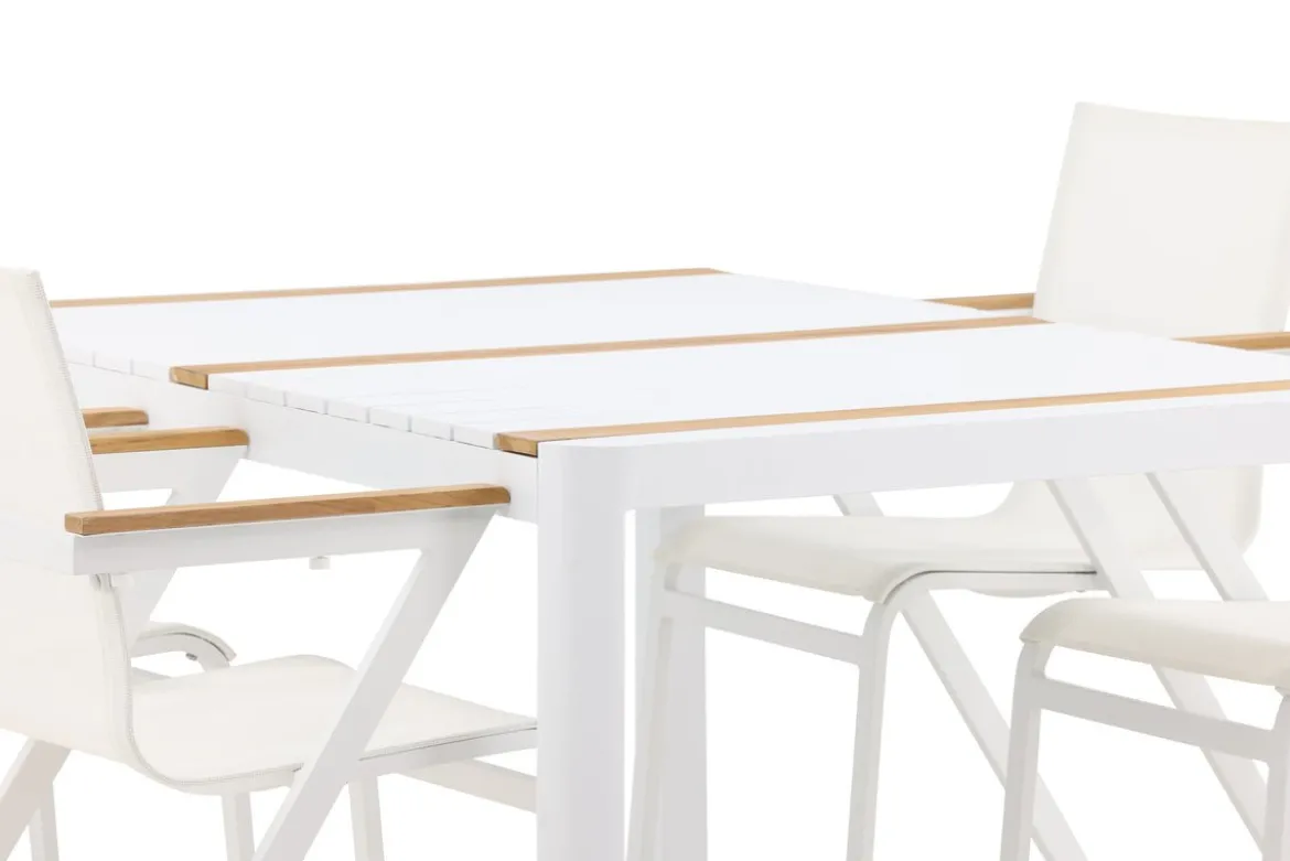 Garten Essgruppe Rolina – 4 Stühle und 1 Tisch in Weiß