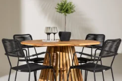 Garten Essgruppe Samira – 5-teiliges Gartenmöbel-Set mit rundem Tisch aus Akazie