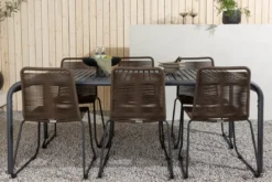 Garten Essgruppe Savannah – 7-teiliges Gartenmöbel-Set mit braunen Stühlen