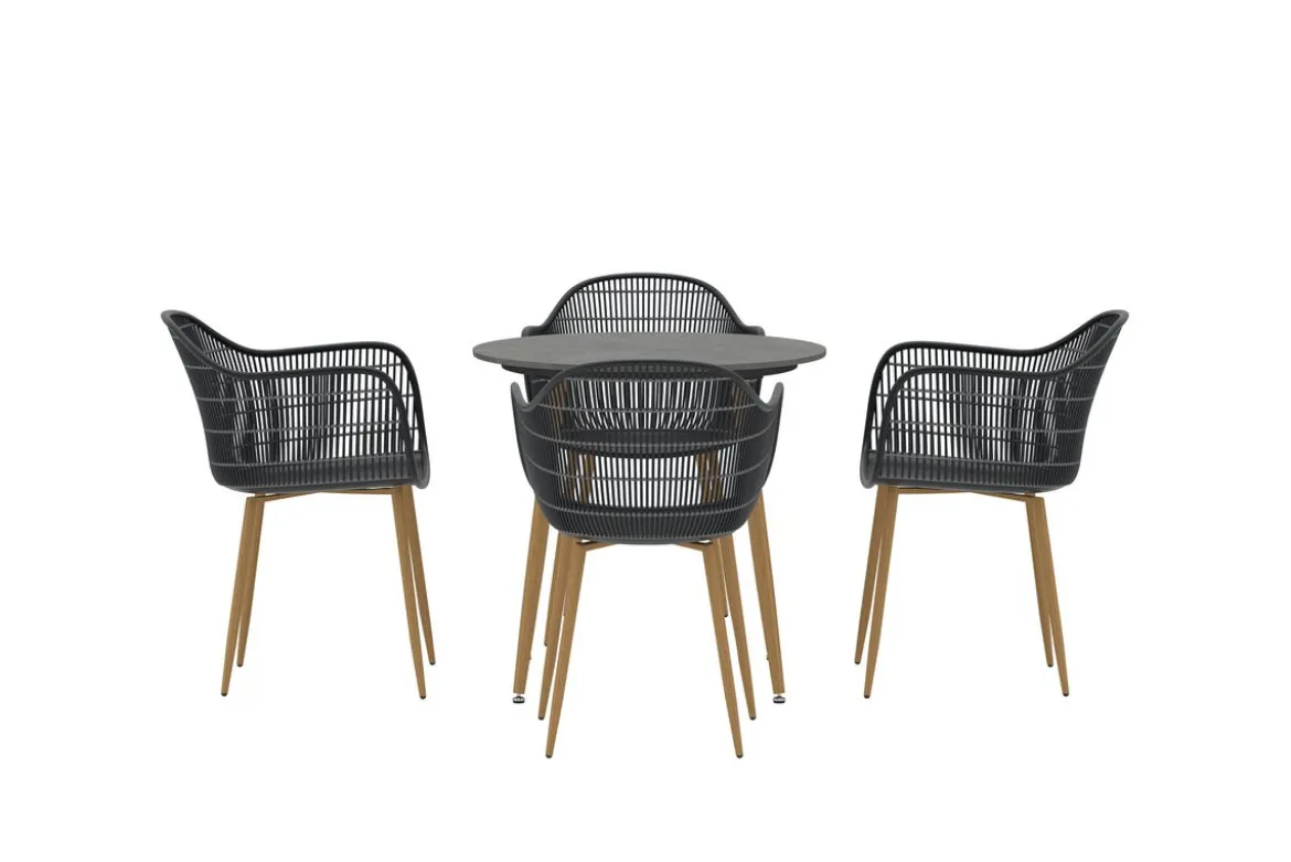 Garten Essgruppe Solina – 5-teiliges Set mit Keramik-Tischplatte