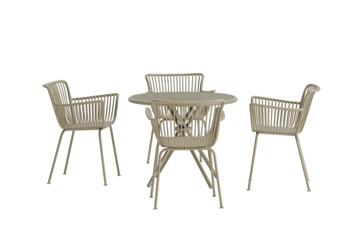 Garten Essgruppe Solvira – 5-teiliges Gartenmöbel-Set mit rundem Tisch