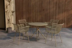 Garten Essgruppe Solvira – 5-teiliges Gartenmöbel-Set mit rundem Tisch